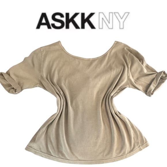 ASKK NY Tops - ASKKNY Women’s Gray Back V-Neck Tee NWT Size Large